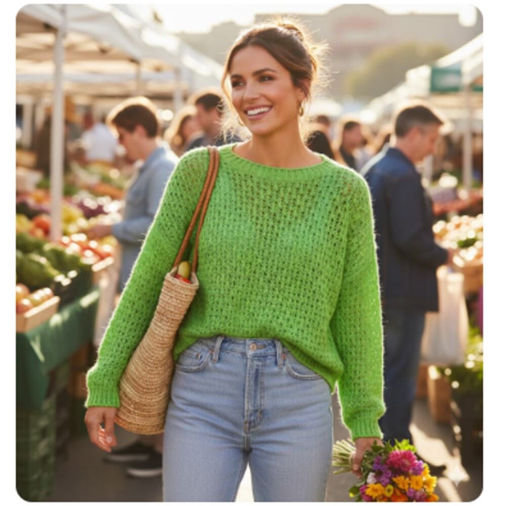 ORFEO La Maille Green Knit Sweater - One Size